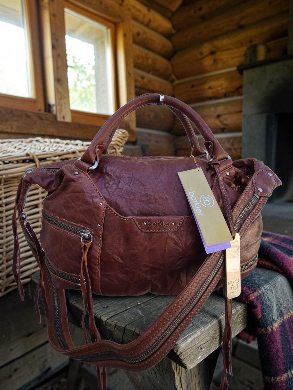 Botkier NY Vintage Leather Legacy Trigger Satchel Shoulder Bag